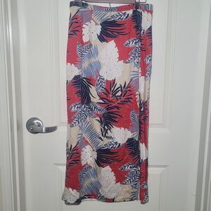 Capacity Patriotic Tropical Flower Floral Maxi Wrap Skirt Vintage 90's Retro‎